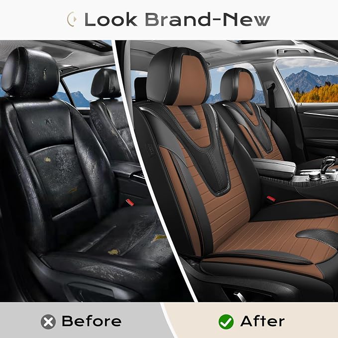 Universal Seat Covers — Full Set — Black / Brown