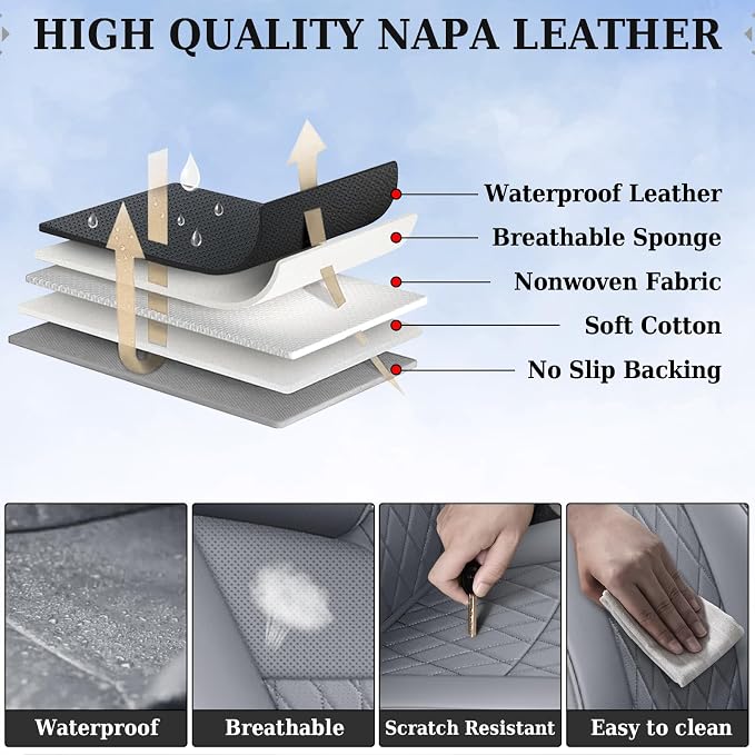 Faux Leather Seat Covers for Toyota Tacoma — Full Set — Gray