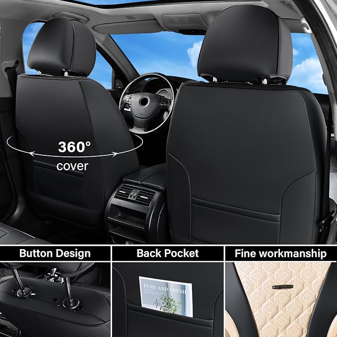 Universal Seat Covers — Full Set — Black / Beige