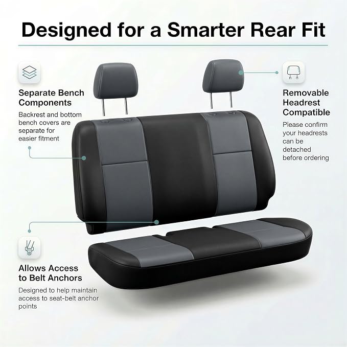 Universal Faux Leather Seat Covers — Full Set — Gray / Black