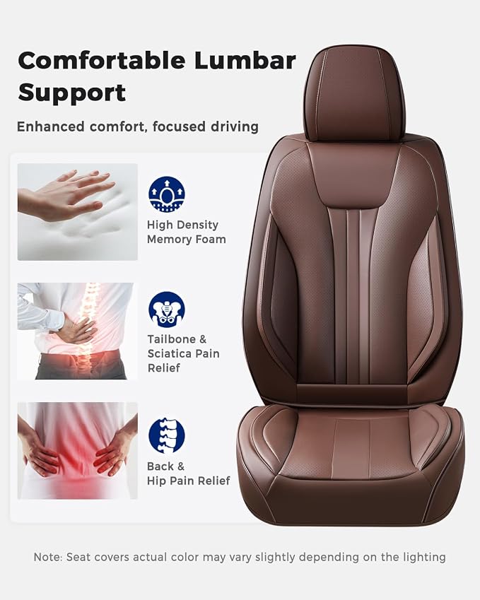Universal Faux Leather Seat Covers — Front Seat — Coffee