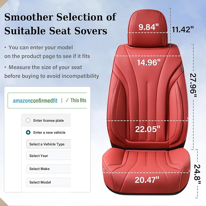 Universal Seat Covers — Front Seat — Red