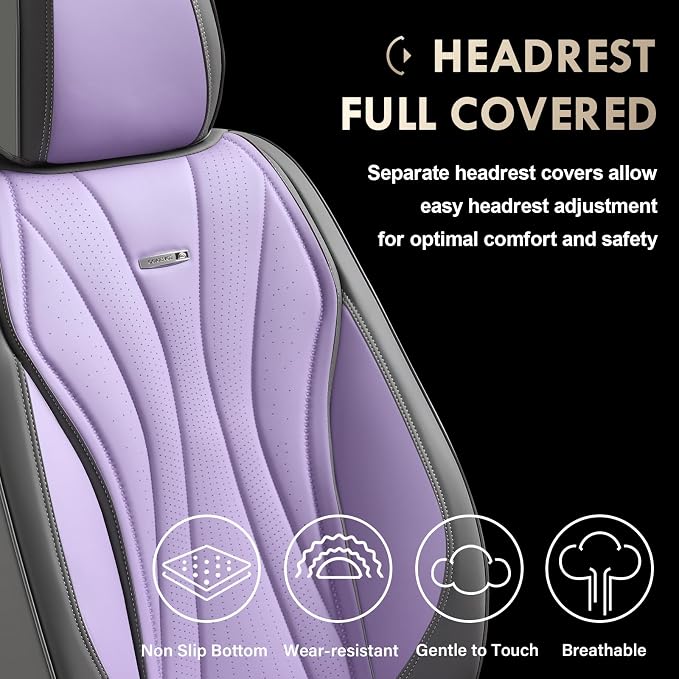 Universal Seat Covers — Front Seat — Gray / Purple