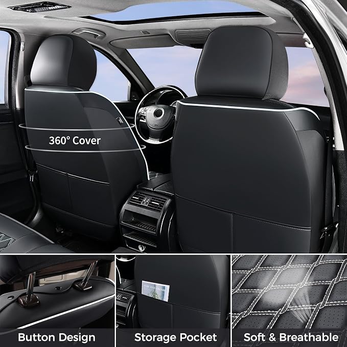 Seat Covers for Jeep Wrangler — Full Set — Black / White