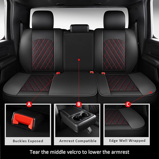 Seat Covers for Multiple Vehicles — Full Set — Black / Red