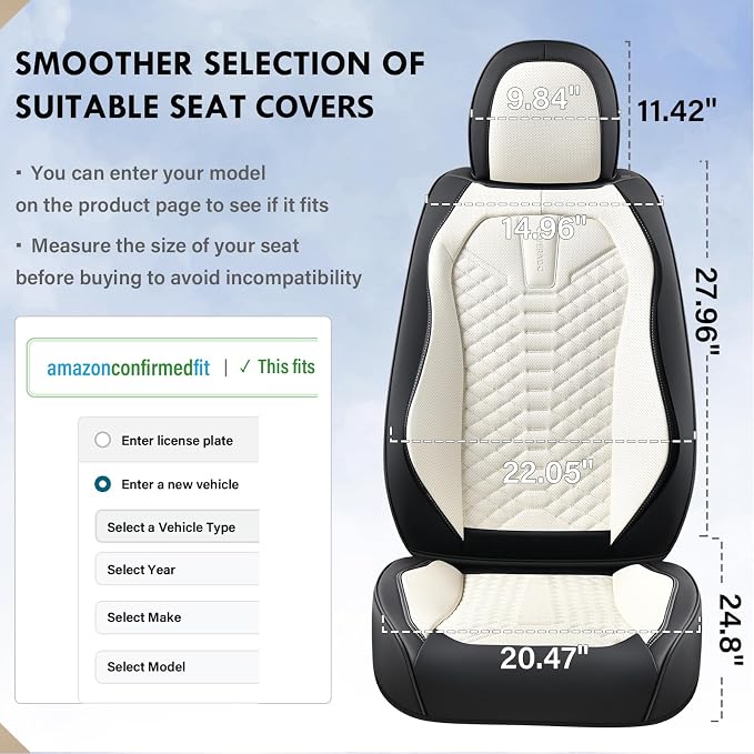 Universal Seat Covers — Front Seat — Black / White