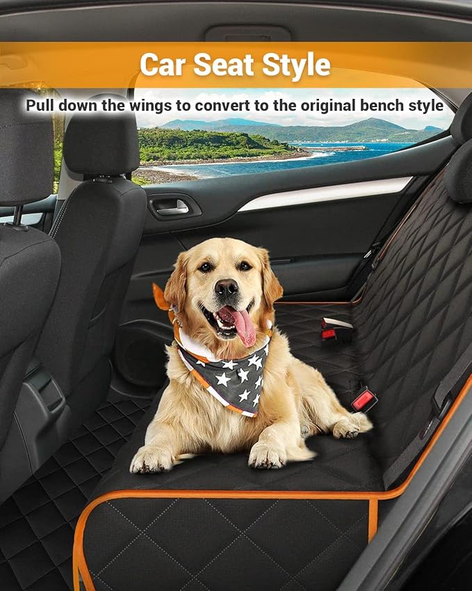 Pet Car Seat Protector — Orange / Black