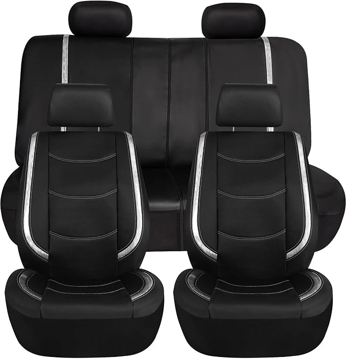 Universal Faux Leather Seat Covers — Full Set — White