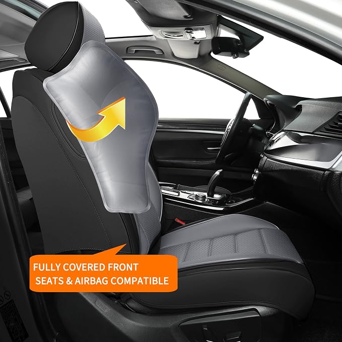 Universal Faux Leather Seat Covers — Front Seat — Black / Gray