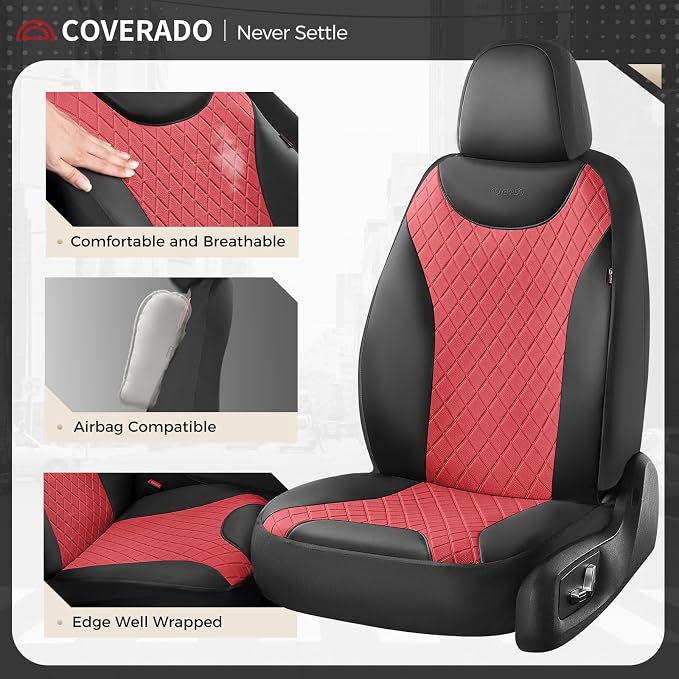 Universal Seat Covers — Full Set — Black / Red