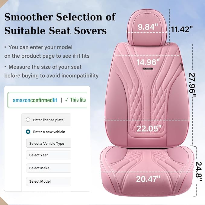 Universal Seat Covers — Full Set — Pink