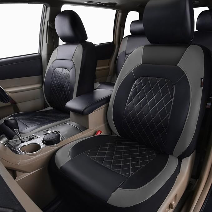 Universal Faux Leather Seat Covers — Full Set — Black / Gray