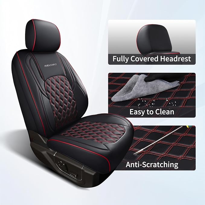Seat Covers for Multiple Vehicles — Front Seat — Black / Red