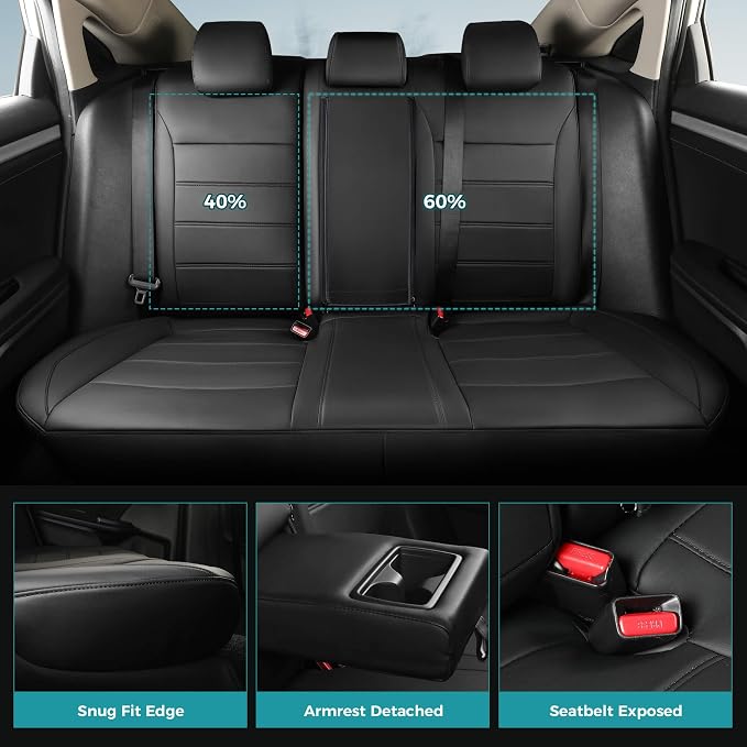 Faux Leather Seat Covers for Honda Civic — Full Set — Black