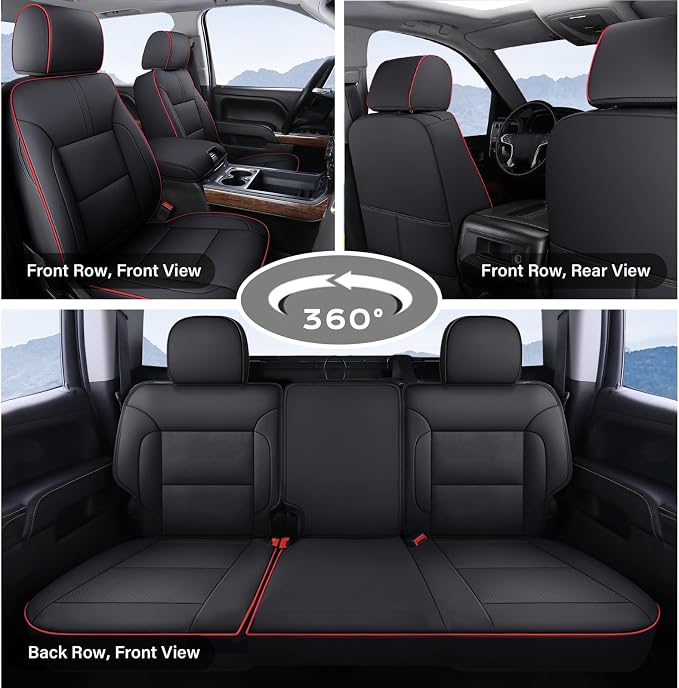 Faux Leather Seat Covers for Chevrolet Silverado / GMC Sierra — Full Set — Red