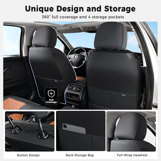 Universal Seat Covers — Full Set — Black / Brown