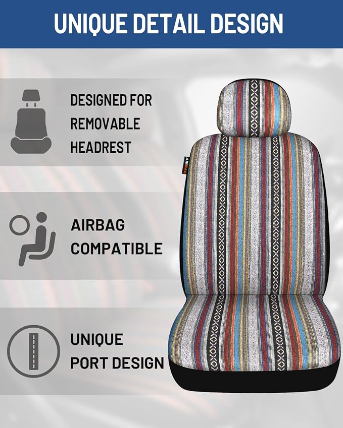 Fabric Car Seat Covers — Full Set — Red