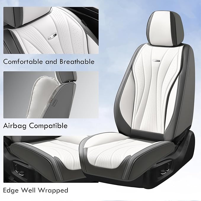 Universal Seat Covers — Full Set — Gray / White