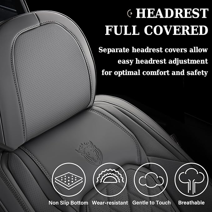 Universal Faux Leather Seat Covers — Front Seat — Gray