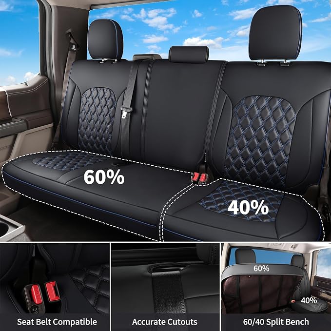 Seat Covers for Toyota Tacoma — Rear Seat — Black / Blue