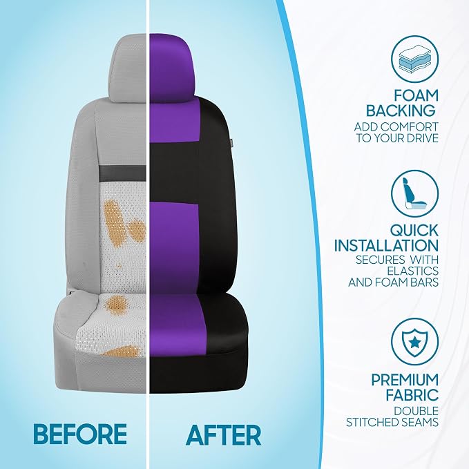 Car Seat Covers — Full Set — Purple / Black