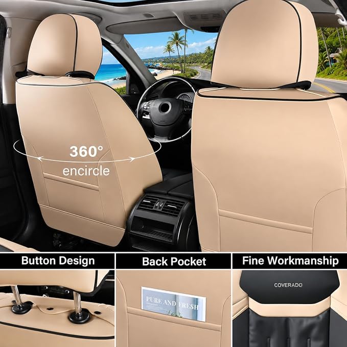 Universal Seat Covers — Front Seat — Beige / Black