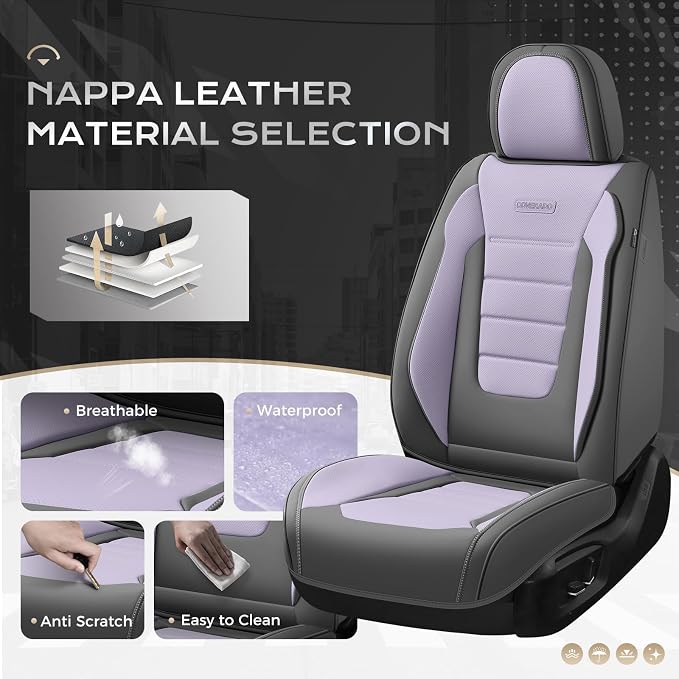 Universal Seat Covers — Full Set — Gray / Purple
