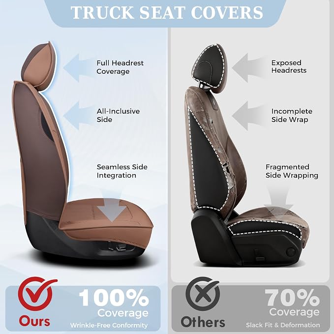 Seat Covers for Multiple Vehicles — Front Seat — Brown