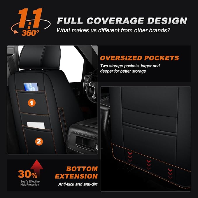 Faux Leather Seat Covers for Chevrolet Silverado / GMC Sierra — Full Set — Black / Red