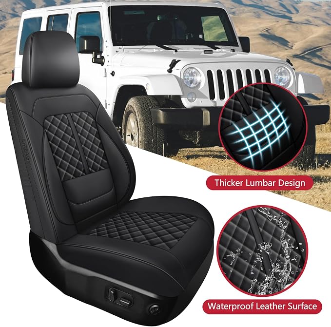 Faux Leather Car Seat Covers — Front Seat — Black