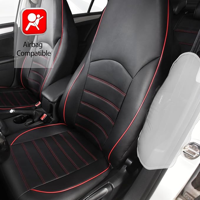 Universal Faux Leather Seat Covers — Front Seat — Red