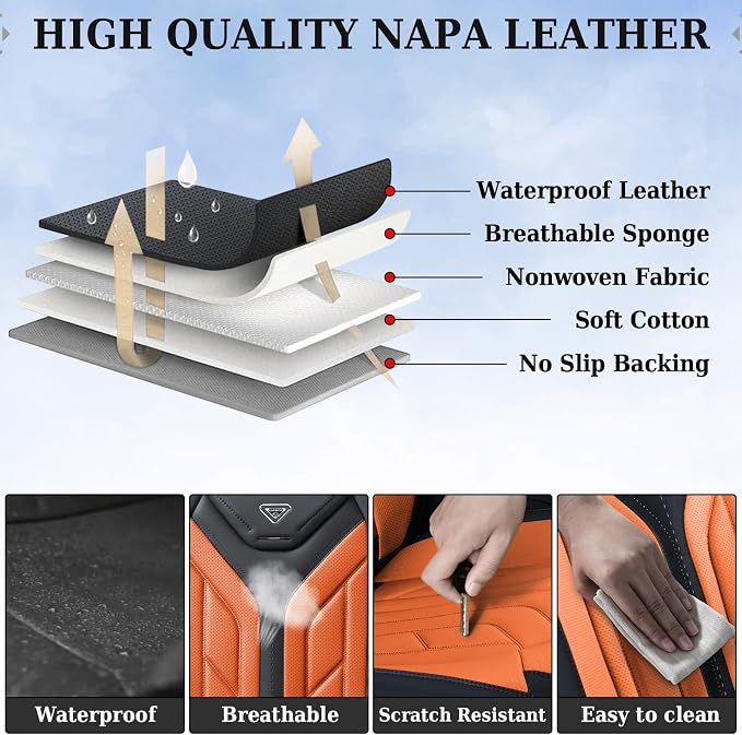 Universal Seat Covers — Front Seat — Black / Orange
