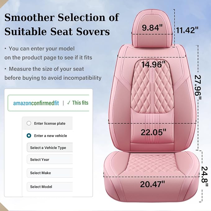 Universal Seat Covers — Full Set — Pink