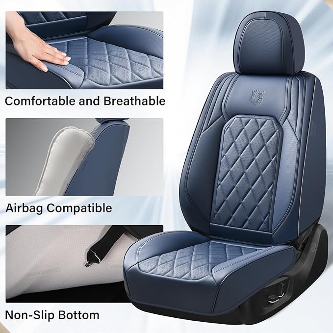 Universal Faux Leather Seat Covers — Full Set — Blue