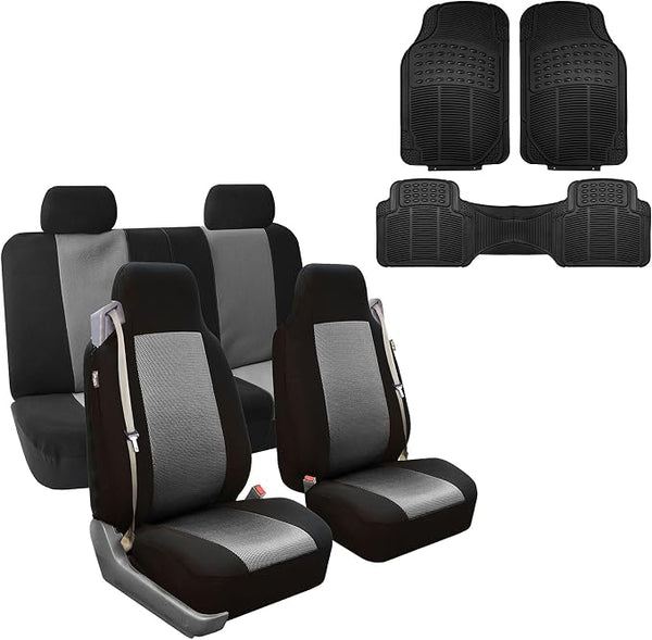Fabric Car Seat Covers — Gray / Black