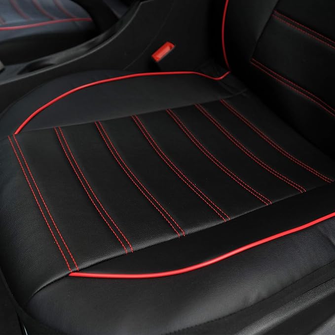 Universal Faux Leather Seat Covers — Front Seat — Red