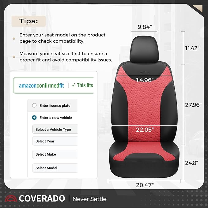 Universal Seat Covers — Full Set — Black / Red