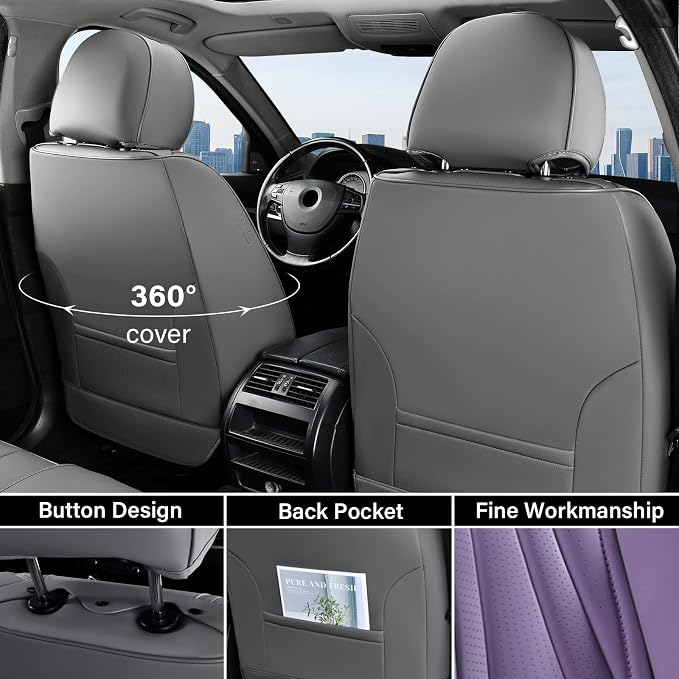 Universal Seat Covers — Full Set — Gray / Purple