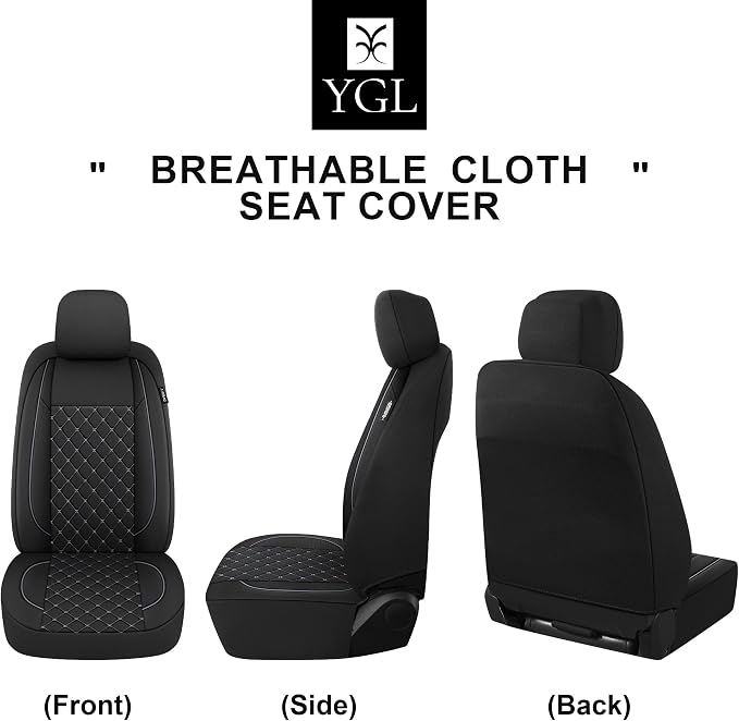 Fabric Car Seat Covers — Front Seat — Black / Gray