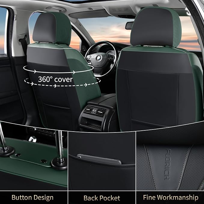 Universal Seat Covers — Full Set — Black / Green
