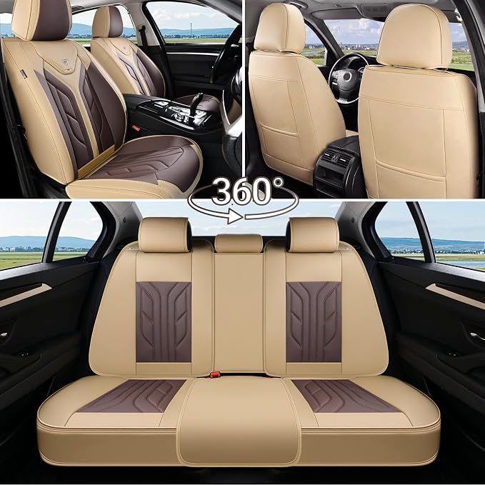 Universal Seat Covers — Full Set — Beige / Coffee