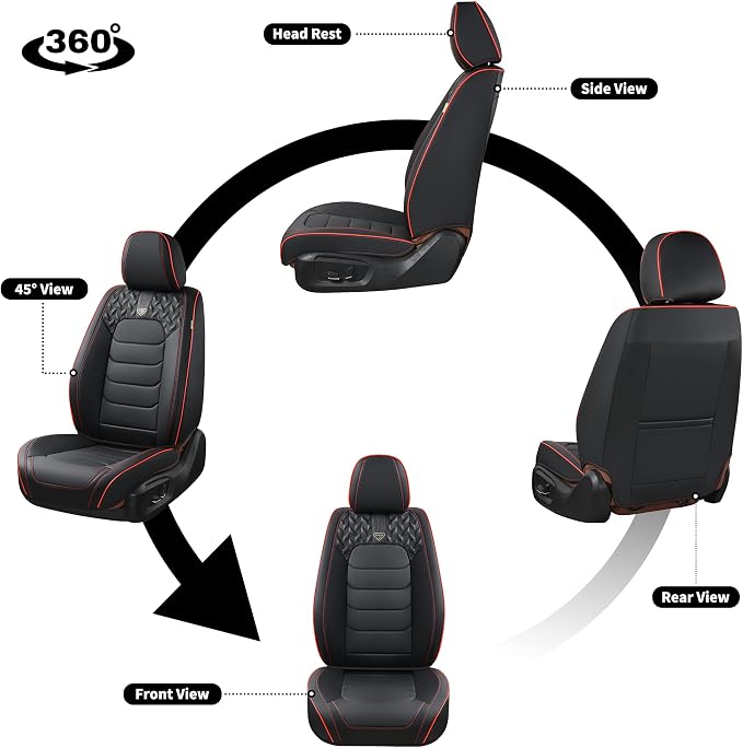 Universal Seat Covers — Front Seat — Black / Red