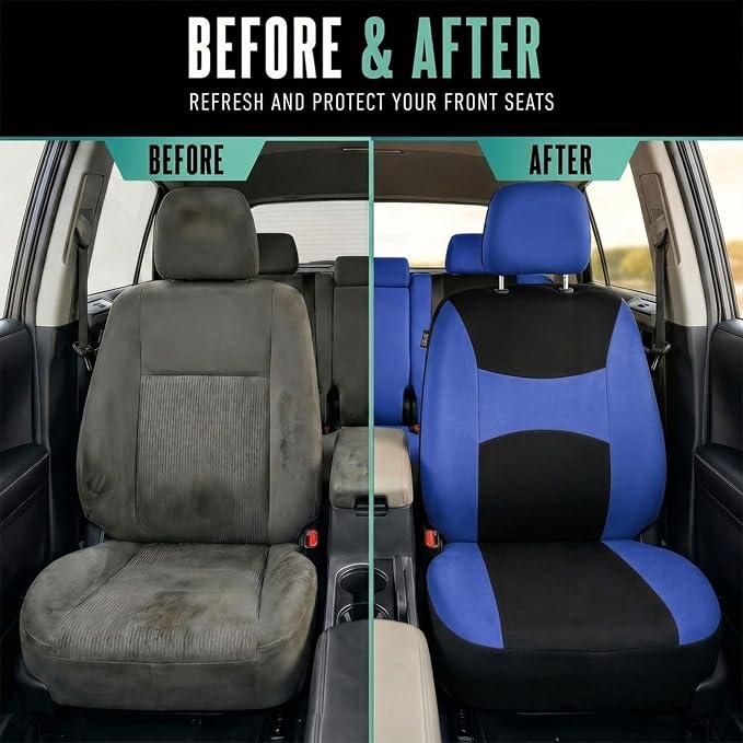 Universal Fabric Seat Covers — Full Set — Blue