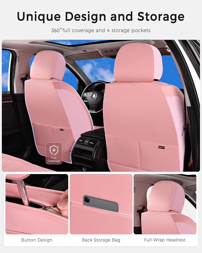 Universal Seat Covers — Full Set — Pink