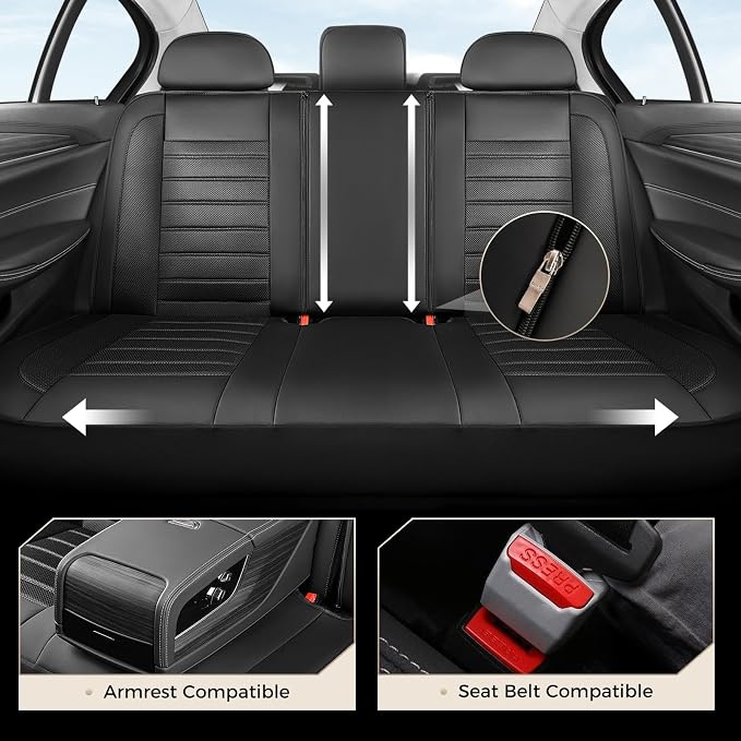 Fabric Car Seat Covers — Full Set — Black
