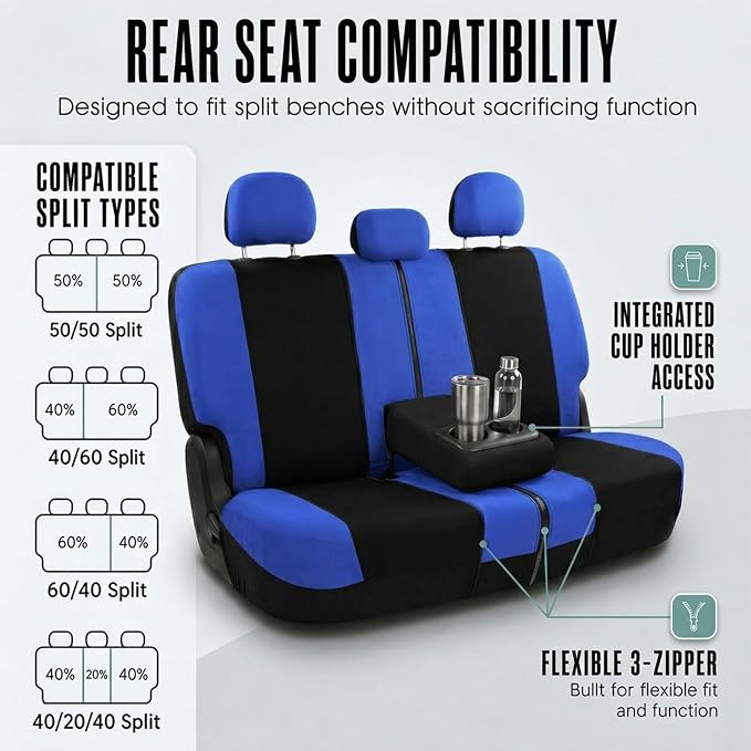 Universal Fabric Seat Covers — Full Set — Blue