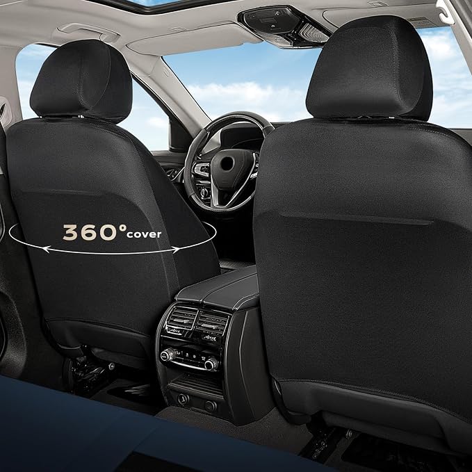 Fabric Car Seat Covers — Front Seat — Black / Blue
