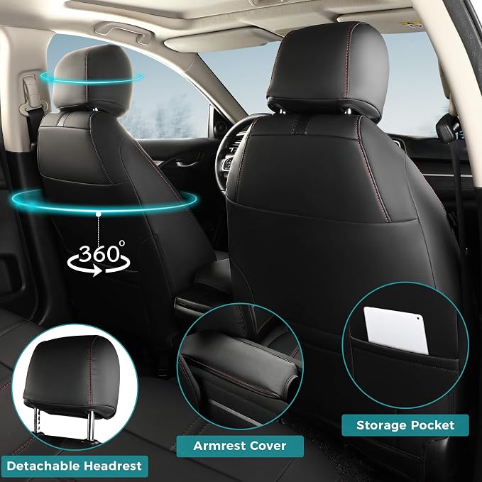 Faux Leather Seat Covers for Honda Civic — Full Set — Black / Red