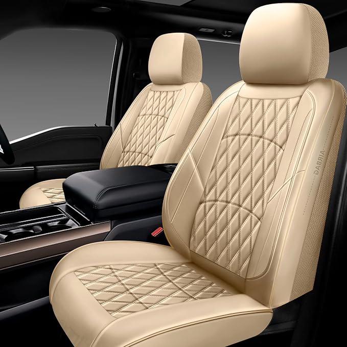 Universal Faux Leather Seat Covers — Front Seat — Beige