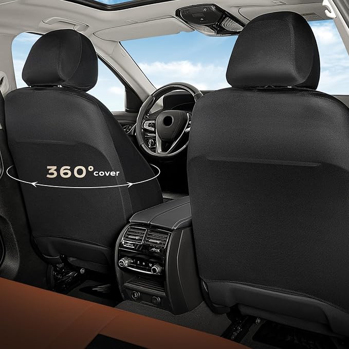 Fabric Car Seat Covers — Front Seat — Orange / Black